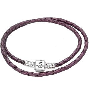 PANDORA Braided Double Leather Cham Bracelet